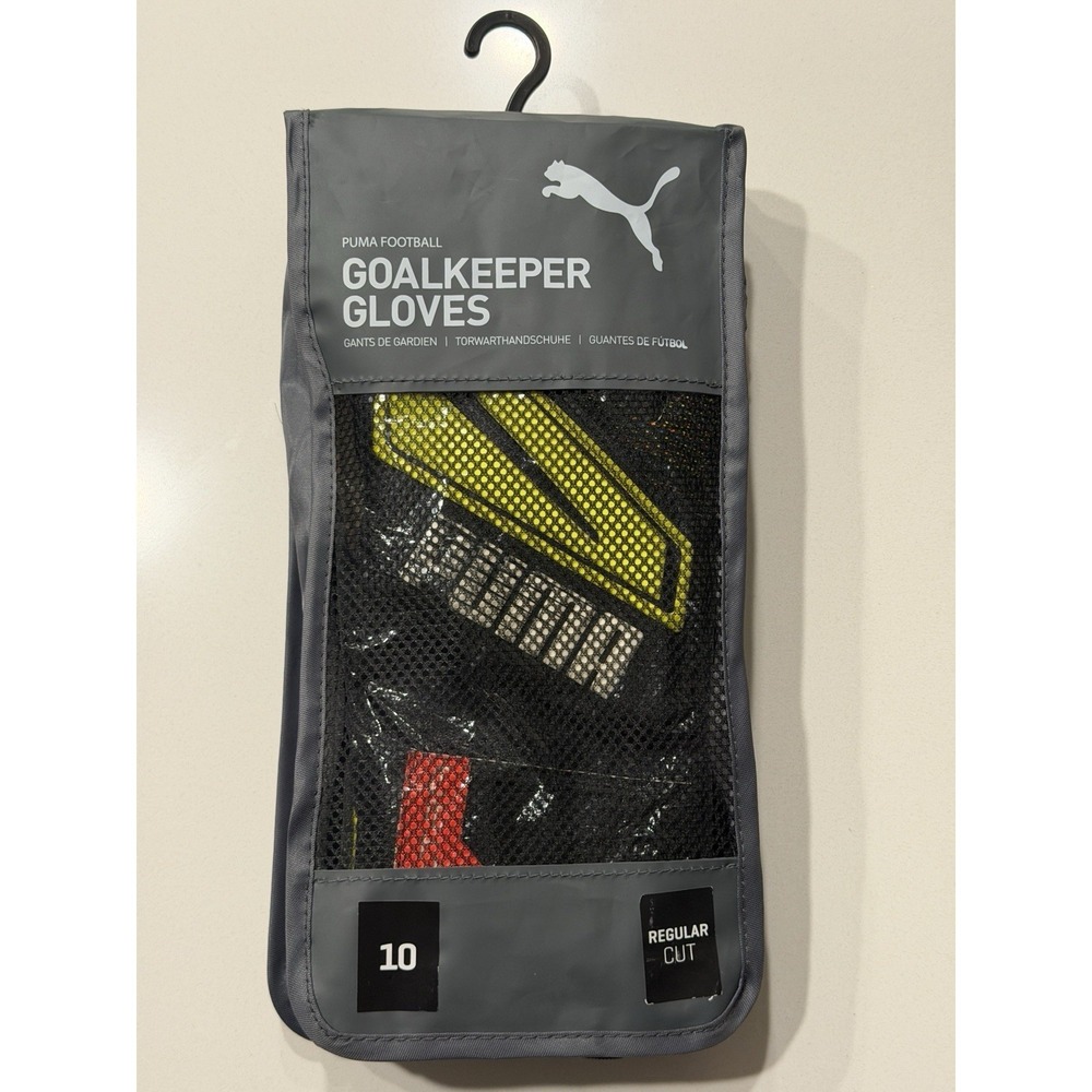 Puma Ultra Grip 1 RC Goalkeeper Glove Black Yellow 041697-08 Mens 10 NWT